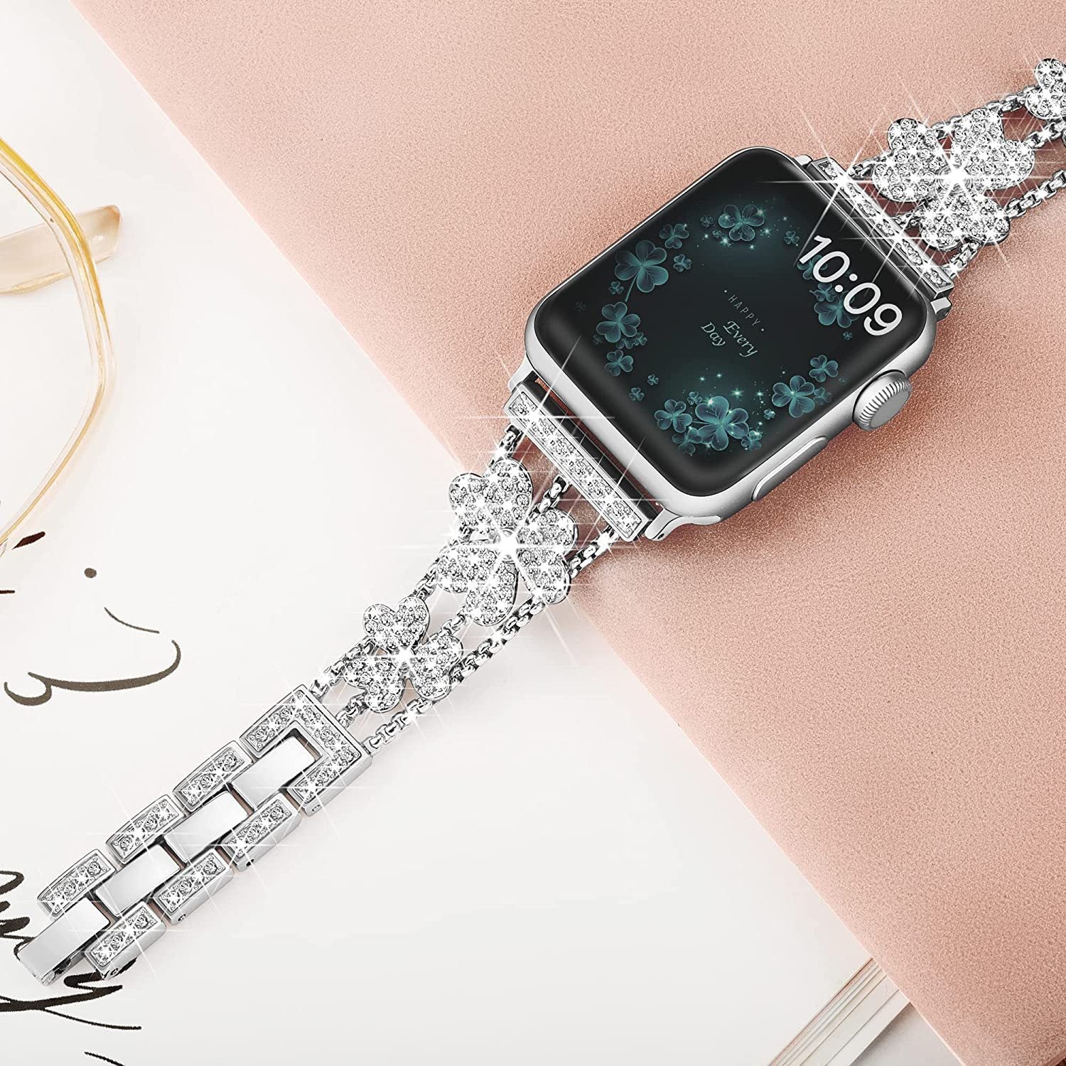 Nova Floral Diamond Link Bracelet For Apple Watch Sparkling