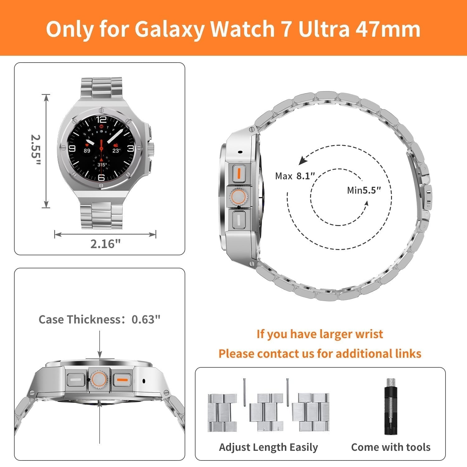 NovaShell Zinc Alloy Case and Band for Galaxy Ultra 47mm