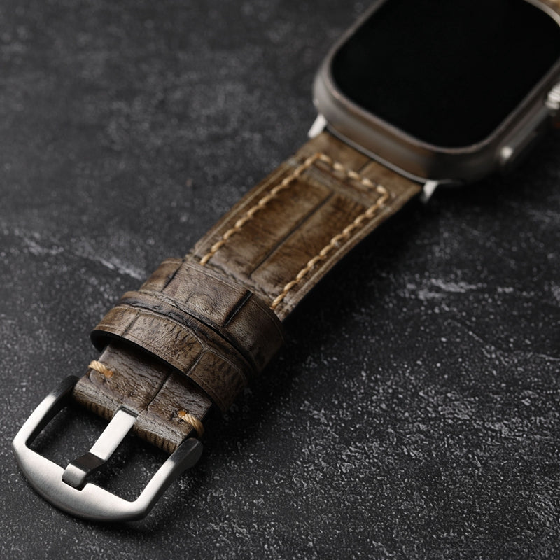Bamboo Textured Top Grain Leather Apple Watch Band