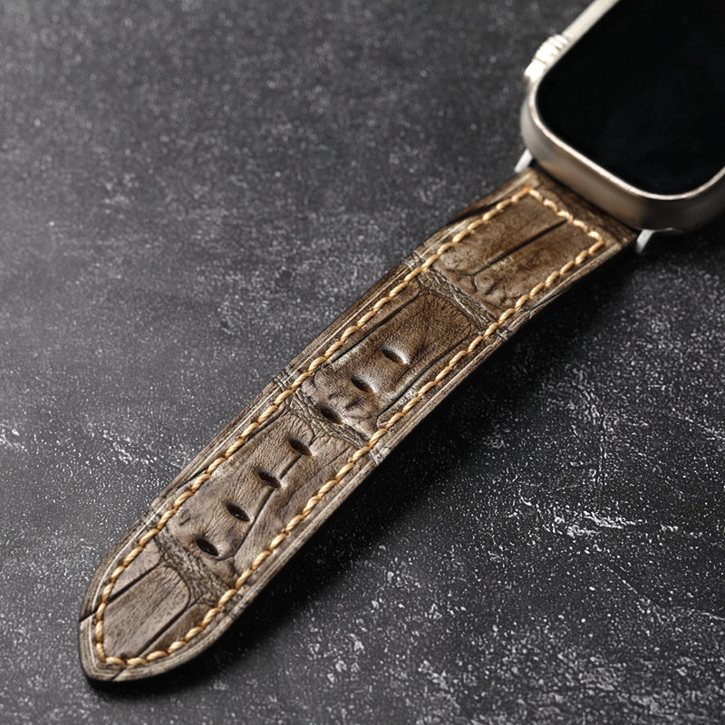 Bamboo Textured Top Grain Leather Apple Watch Band