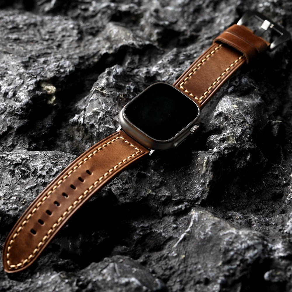 Astra Horween Chromexcel Vintage Brown Strap For Apple Watch