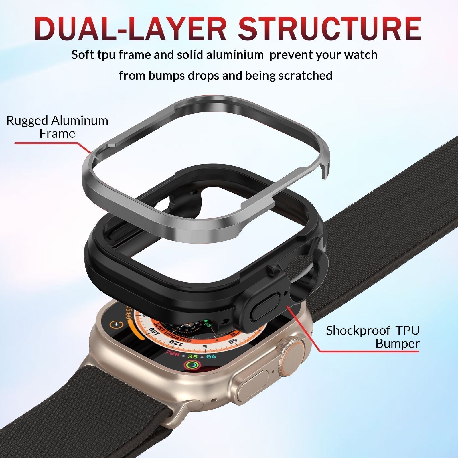 ElementShield Aluminum Alloy Bumper Case For Apple Watch