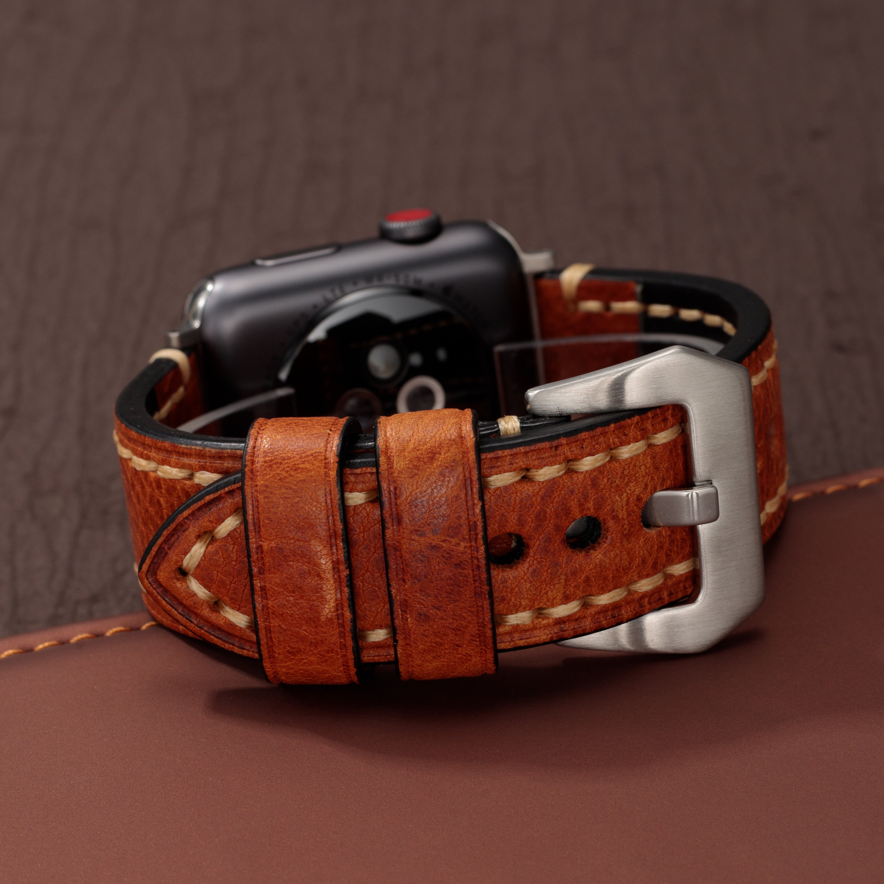 HeritageForge Vintage Leather Band For Apple Watch Handcrafted