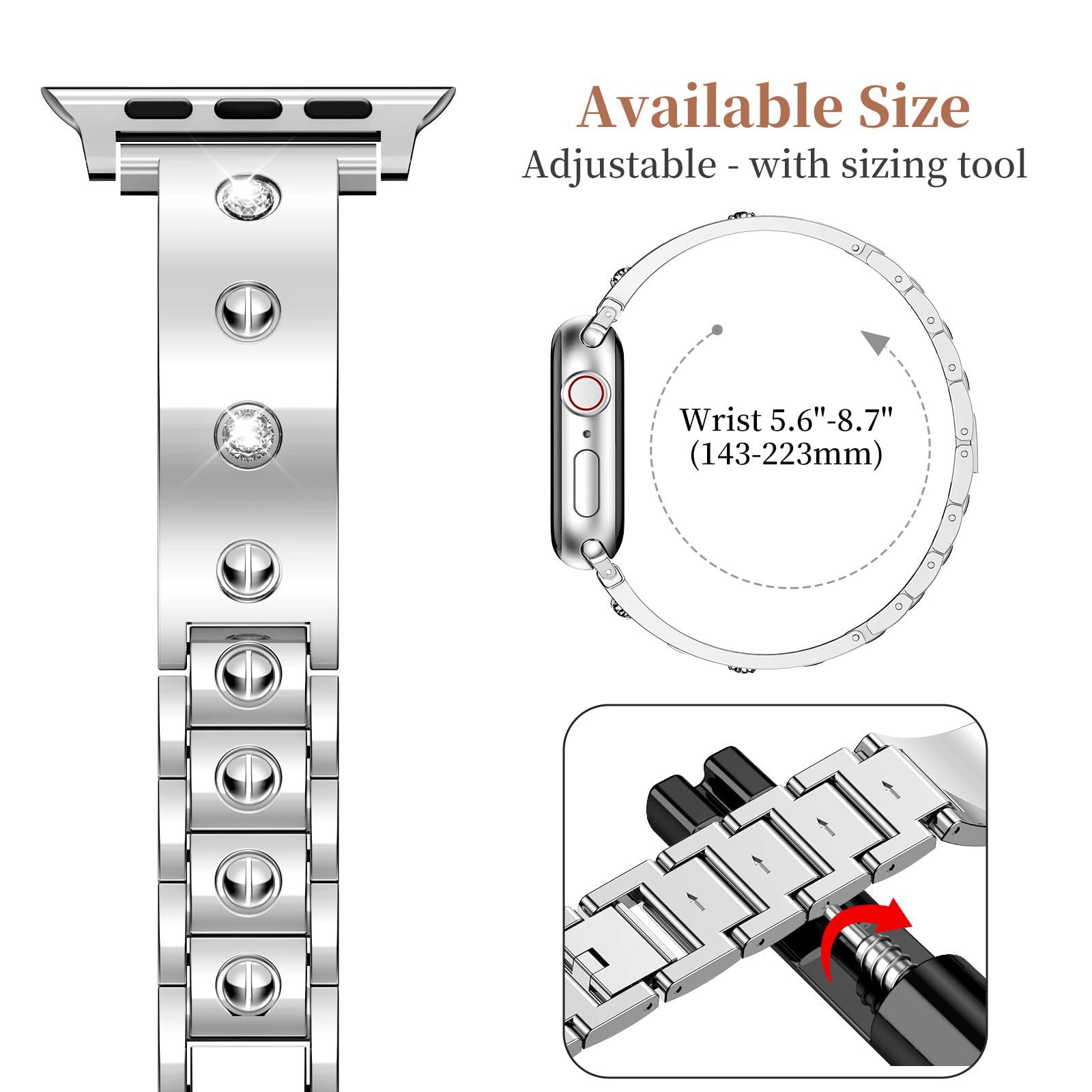AuroraForge Diamond-Studded Buckle Bracelet for Smartwatch