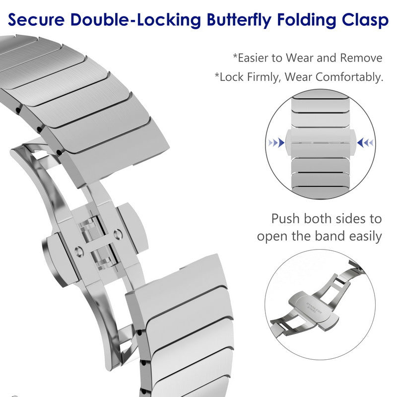Stainless Steel Butterfly Buckle Band For NovaWatch Pro Series
