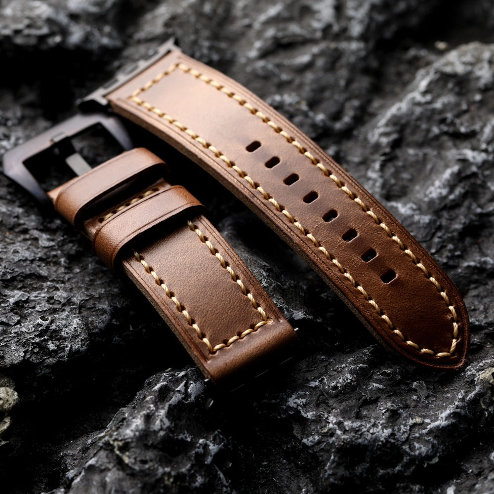 Astra Horween Chromexcel Vintage Brown Strap For Apple Watch