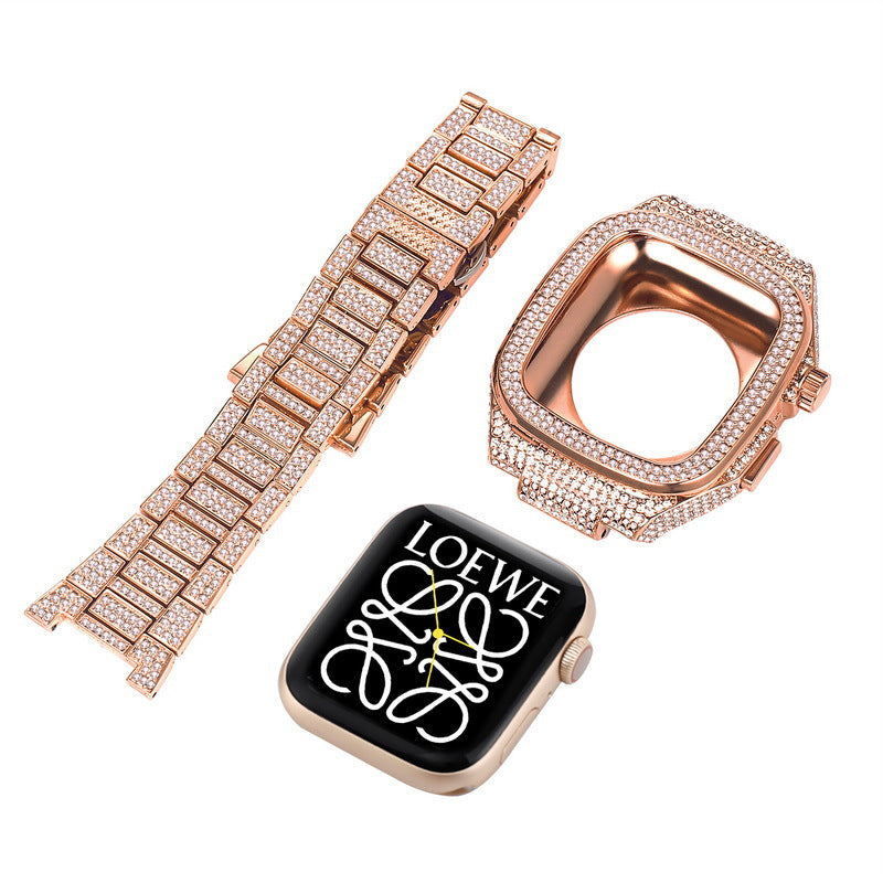 CrystalLux Stainless Case Strap For Apple Watch 44/45mm