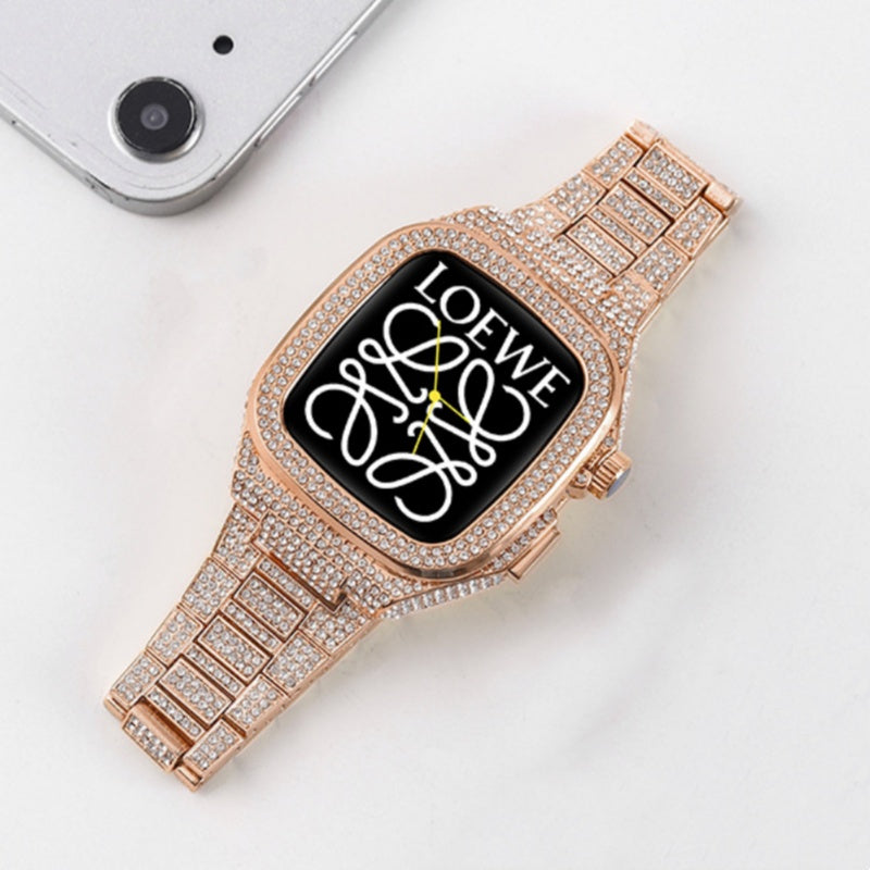 CrystalLux Stainless Case Strap For Apple Watch 44/45mm
