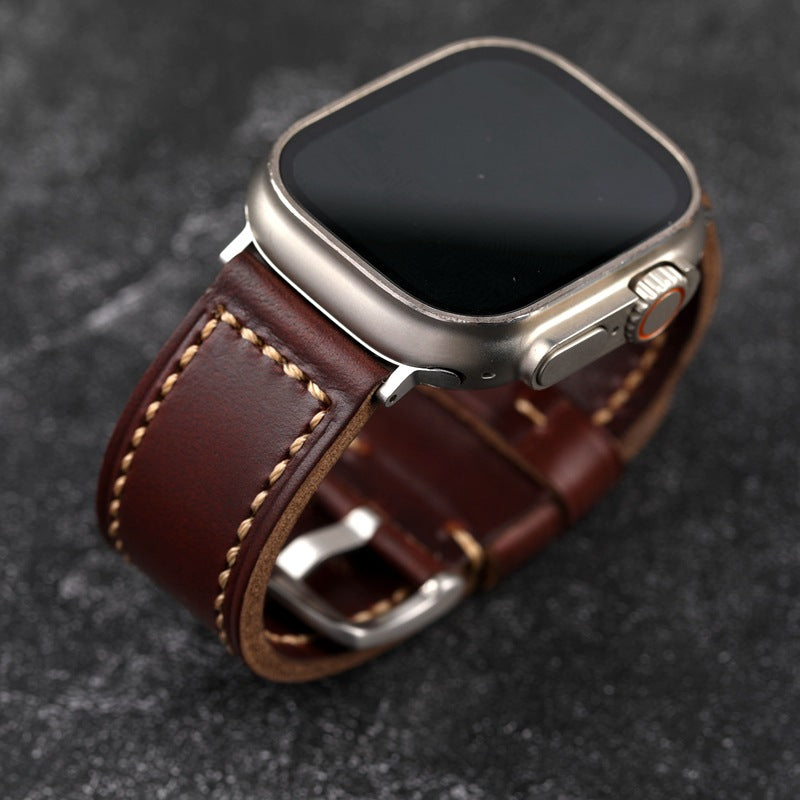 Antique Red-Brown Leather Strap for All Aurora Watch Models