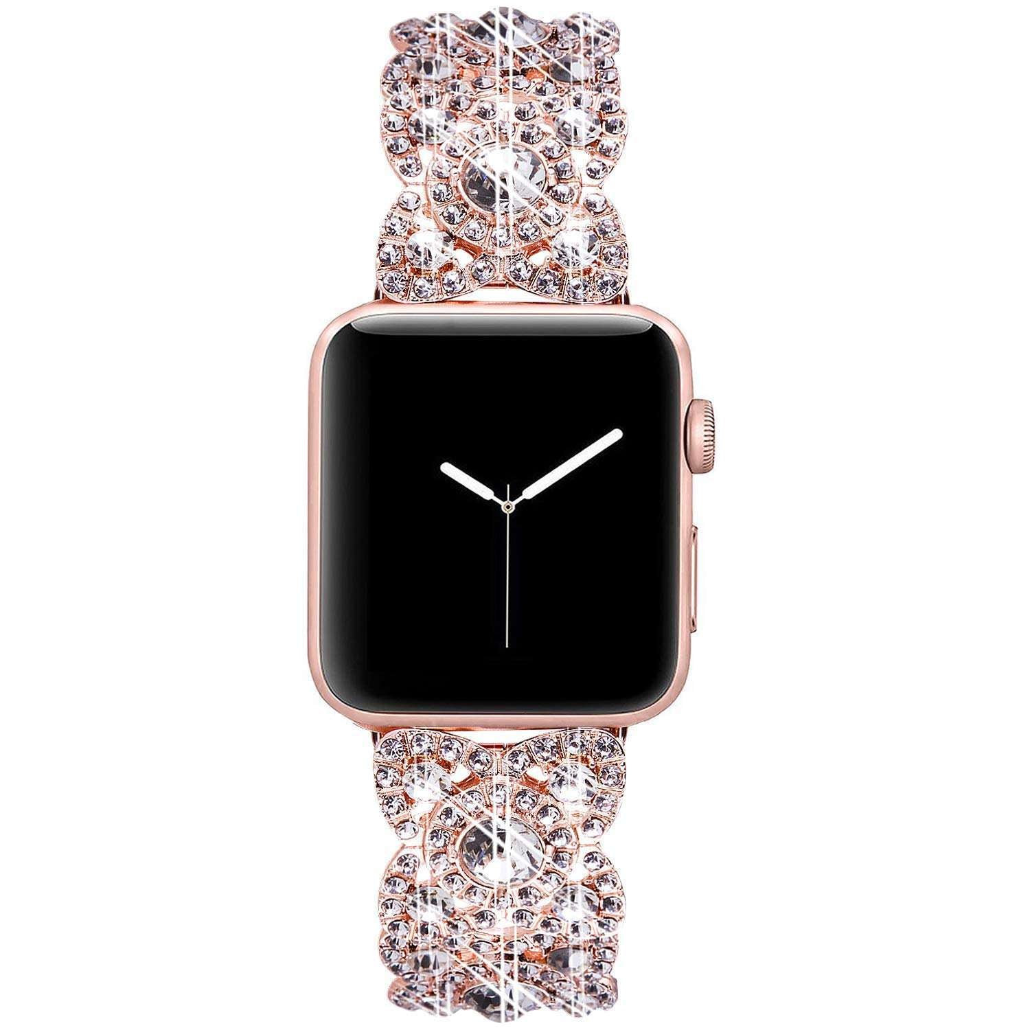 Diamond Metal Strap With Elegant Blossom For Smartwatch