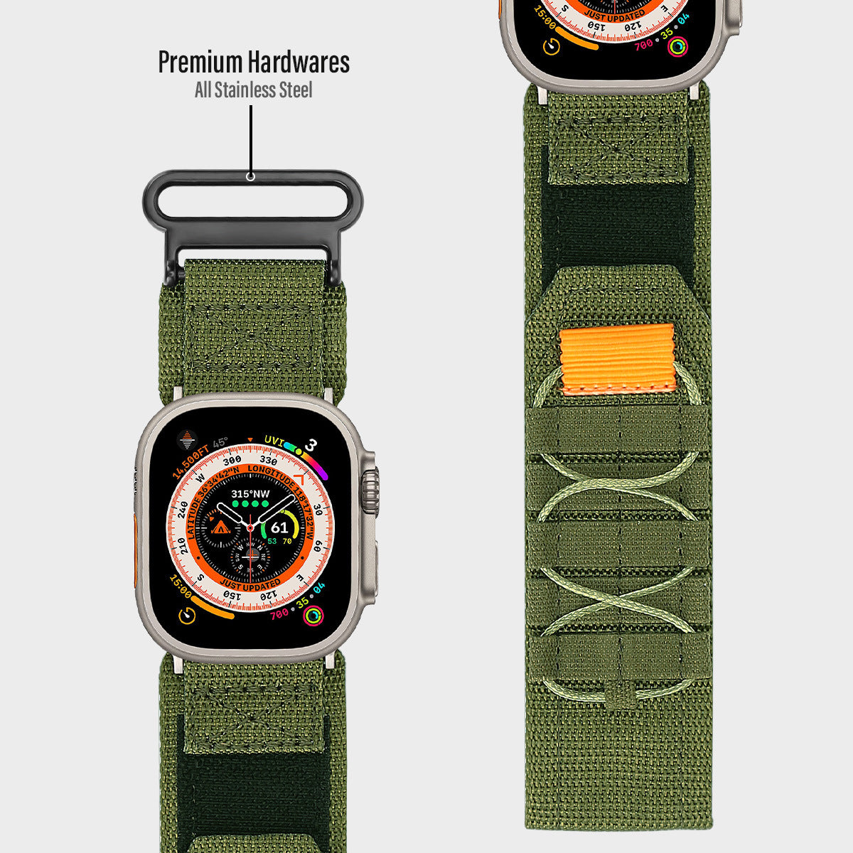 TrailForge Nylon Canvas Loop Velcro Strap For Apple Watch