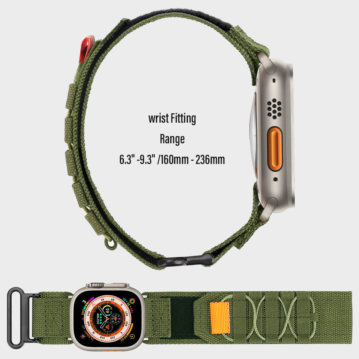TrailForge Nylon Canvas Loop Velcro Strap For Apple Watch