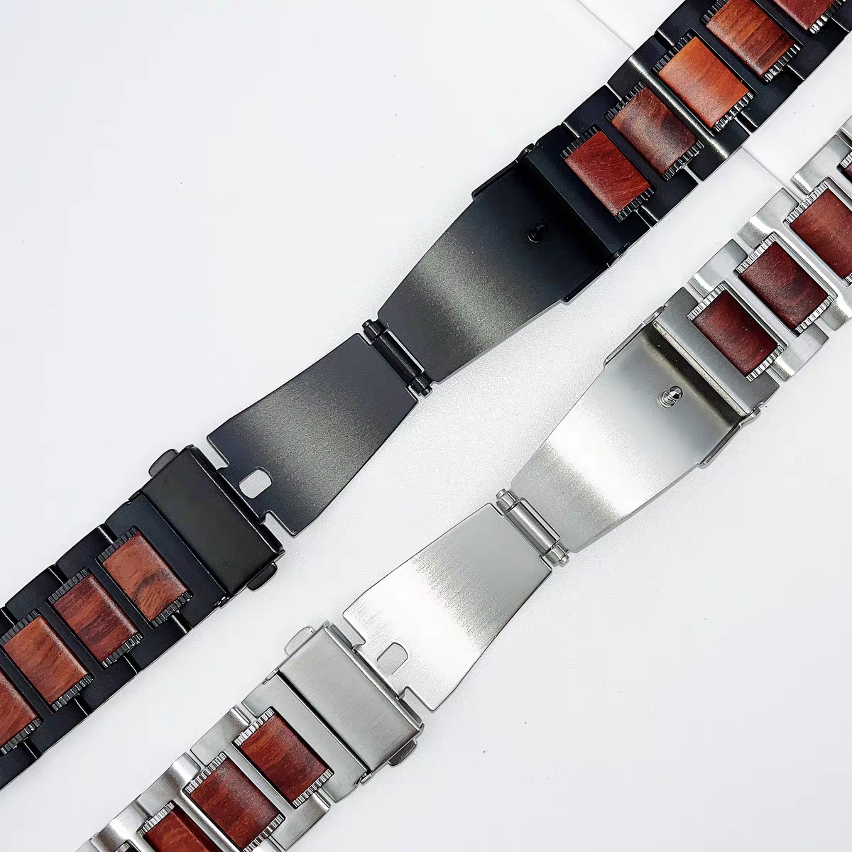 Red Sandalwood And Stainless Steel Watch Band For NovaTime Watch