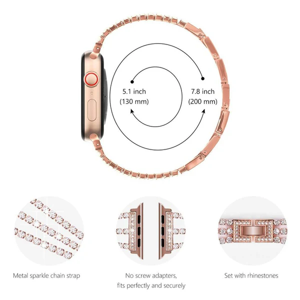 AuroraLink Diamond Bracelet for Smartwatch Stainless Steel