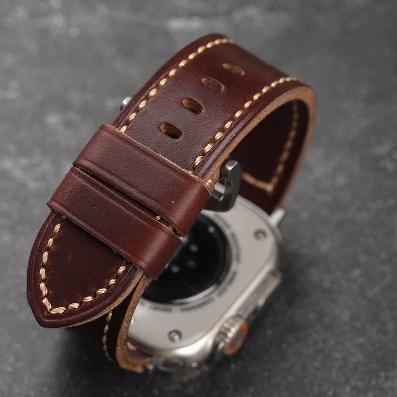 Antique Red-Brown Leather Strap for All Aurora Watch Models