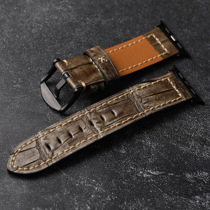Bamboo Textured Top Grain Leather Apple Watch Band