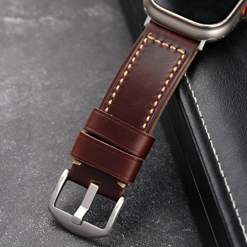 Antique Red-Brown Leather Strap for All Aurora Watch Models