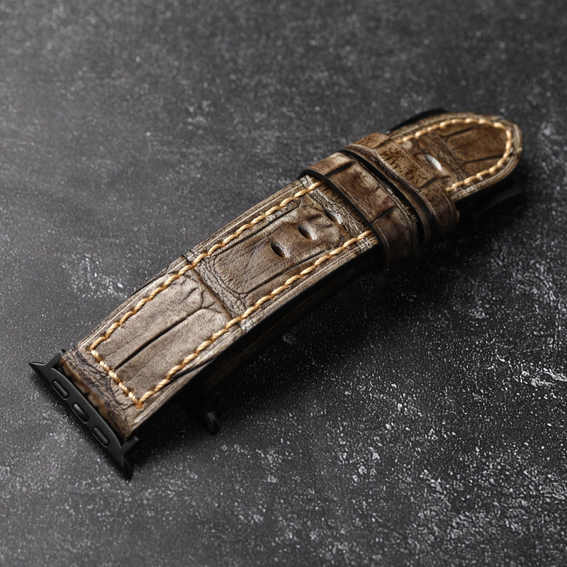 Bamboo Textured Top Grain Leather Apple Watch Band