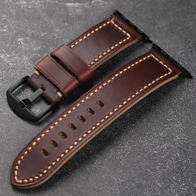 Antique Red-Brown Leather Strap for All Aurora Watch Models