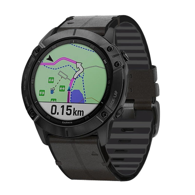 LuxGuard Leather-Silicone Strap For Garmin Fenix Series