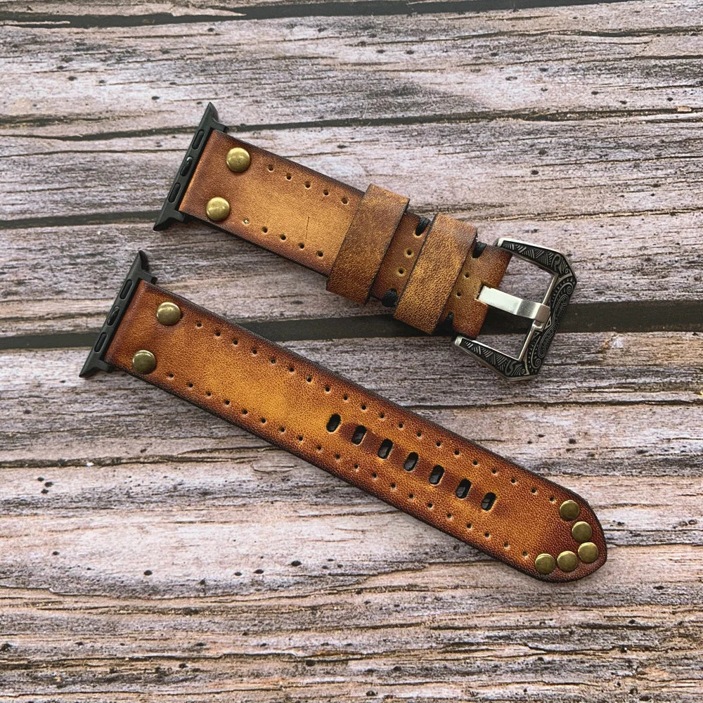 HeritageForge Vintage Leather Strap For Apple Watch Ultra