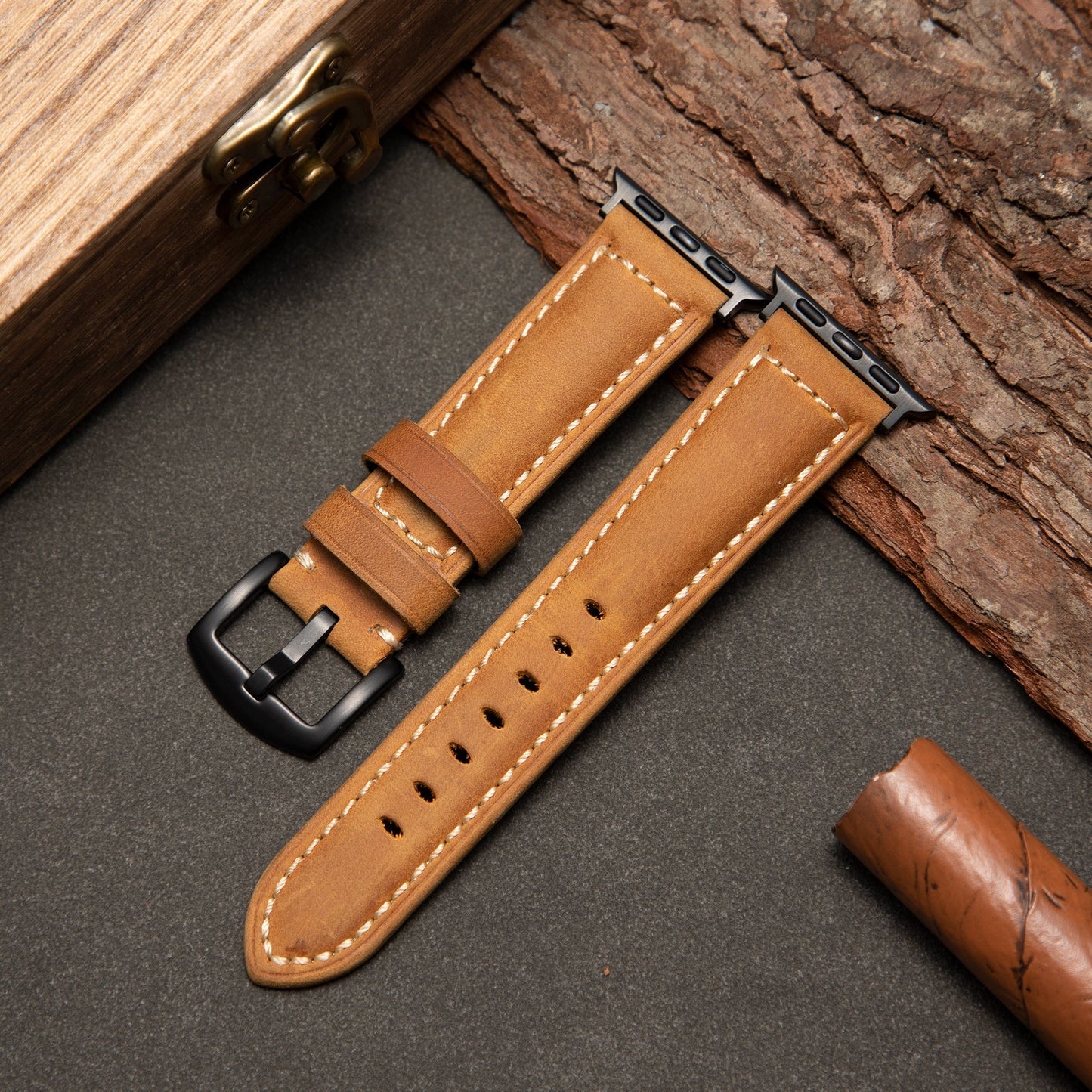 LumenCraft Vintage Leather Strap for Apple Watch Frosted