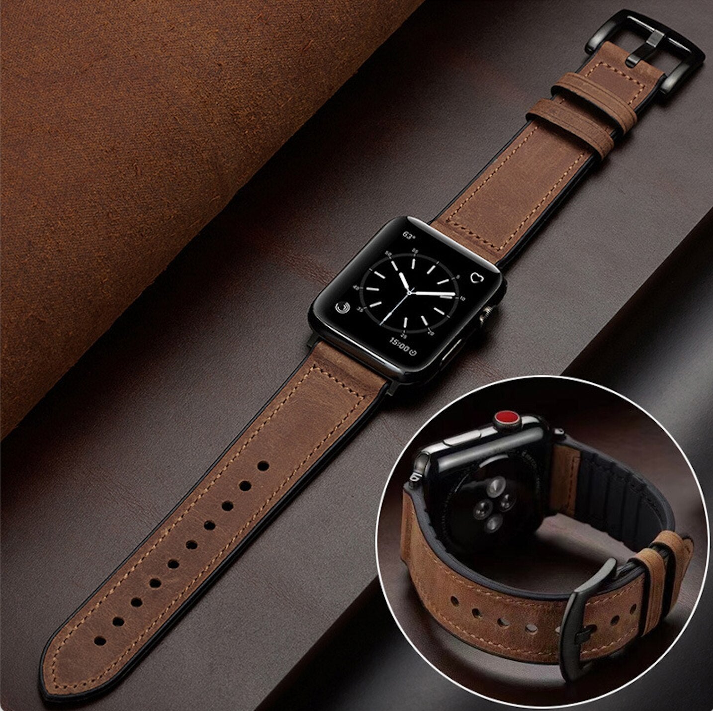Veritex Genuine Leather Luxe Strap for Apple Watch Pro