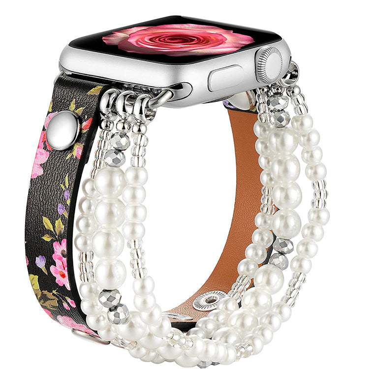 Vegan Beaded Strap For Smartwatch With Elastic Band In Colors