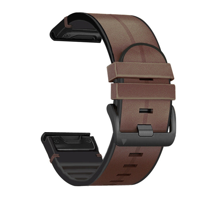 LuxGuard Leather-Silicone Strap For Garmin Fenix Series