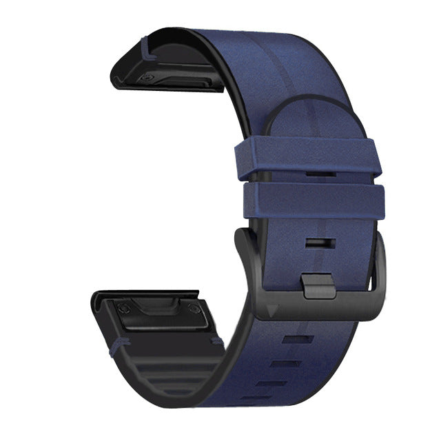 LuxGuard Leather-Silicone Strap For Garmin Fenix Series