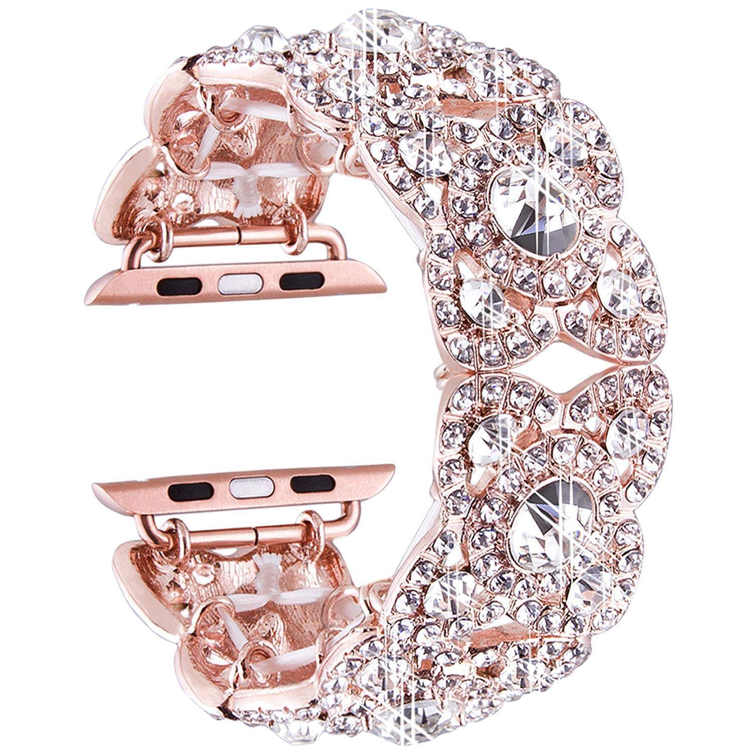 Diamond Metal Strap With Elegant Blossom For Smartwatch