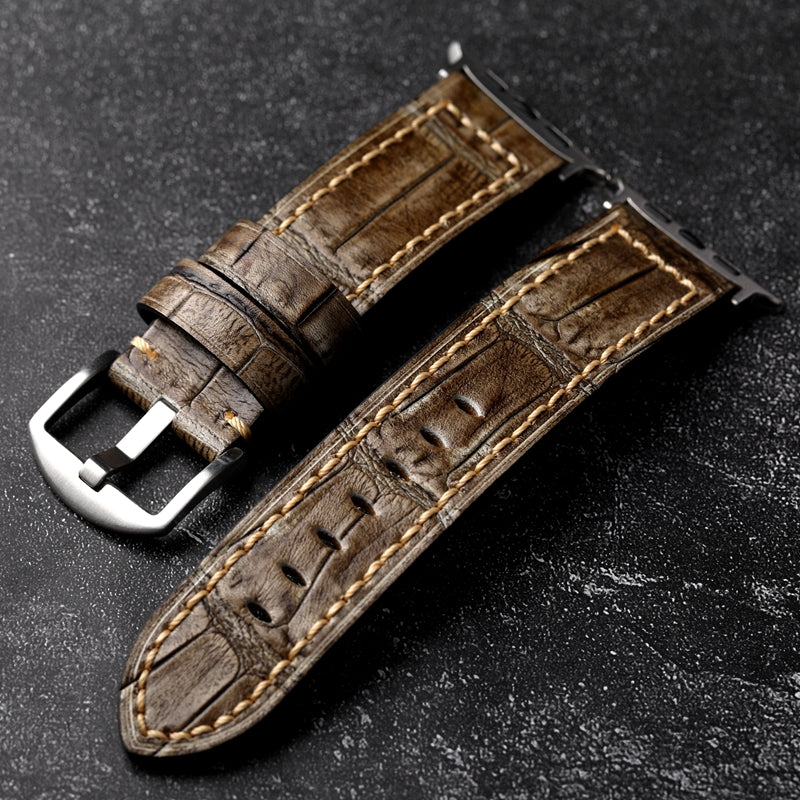 Bamboo Textured Top Grain Leather Apple Watch Band