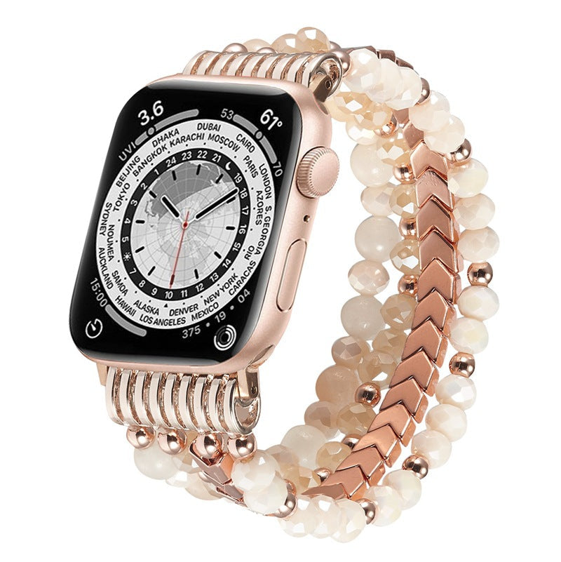 Pearl Metal Link Smartwatch Band With Elastic Stretch