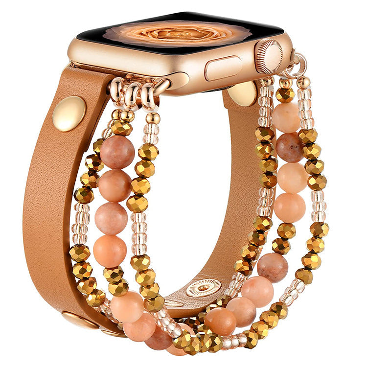Vegan Beaded Strap For Smartwatch With Elastic Band In Colors
