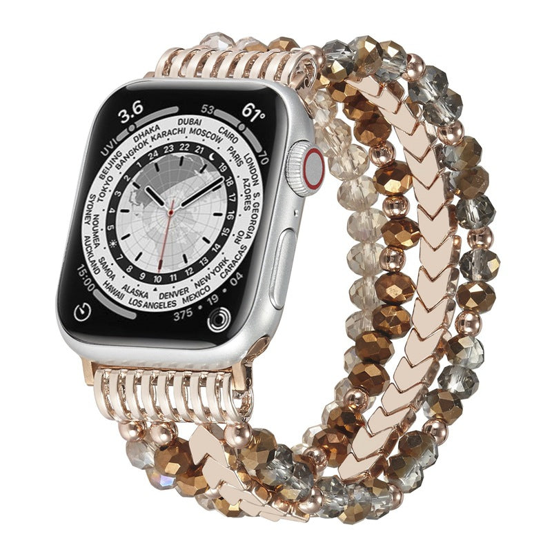 Pearl Metal Link Smartwatch Band With Elastic Stretch