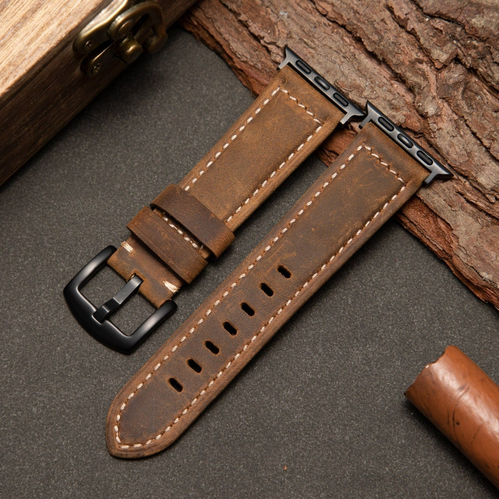 LumenCraft Vintage Leather Strap for Apple Watch Frosted
