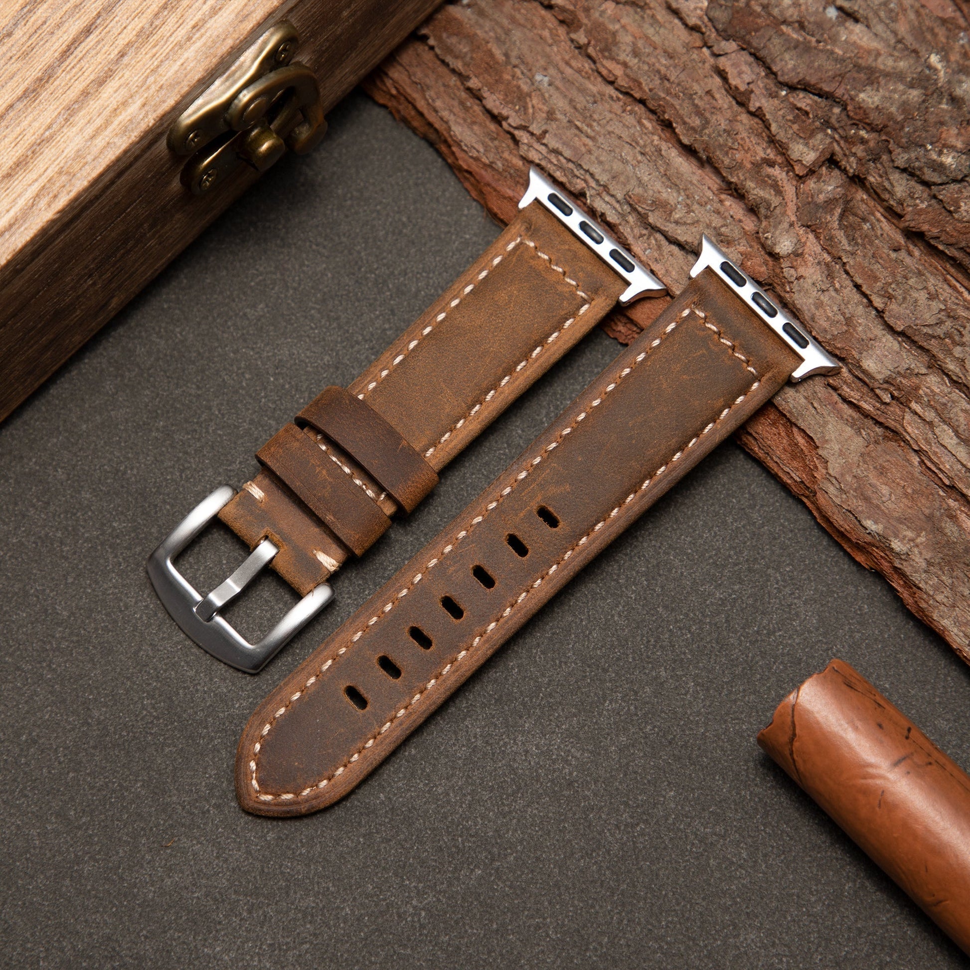 LumenCraft Vintage Leather Strap for Apple Watch Frosted