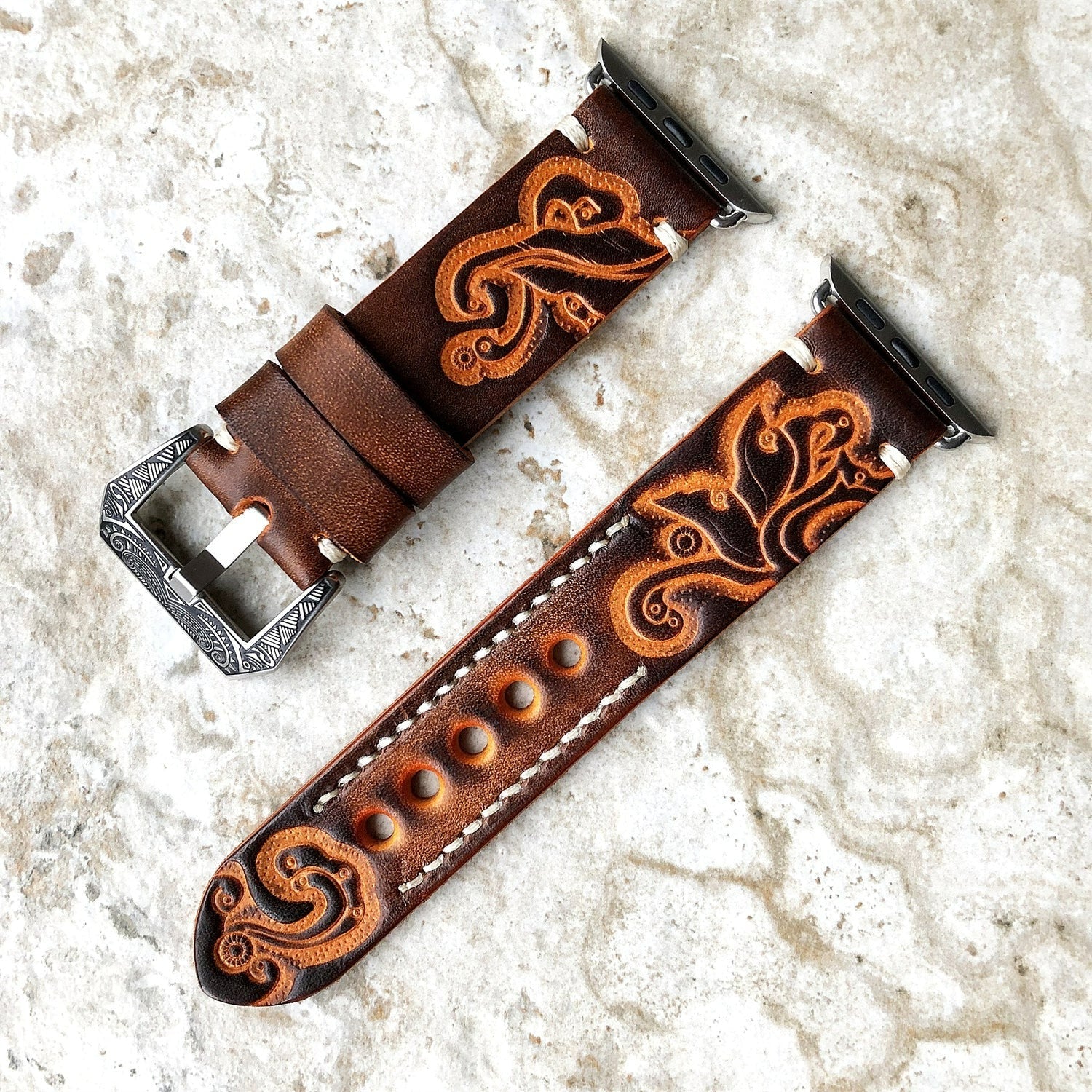 Orion Leather Strap for Atlas Watch Ultra Hand Engraved