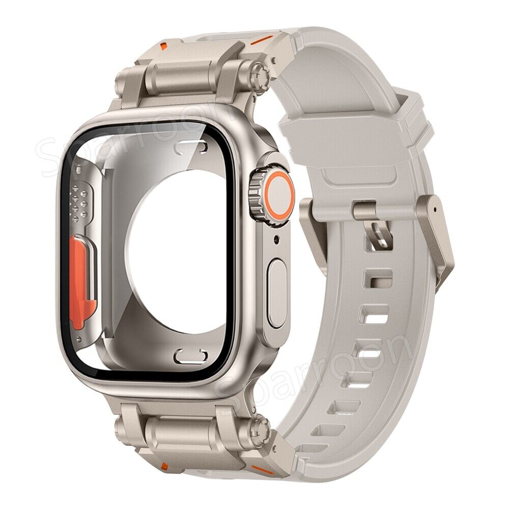 Tactical Fluoro Rubber Band and Metal Case for Smartwatch