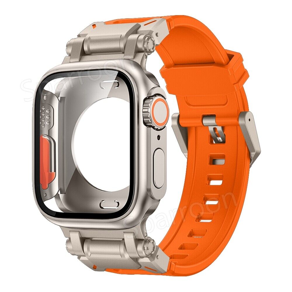 Tactical Fluoro Rubber Band and Metal Case for Smartwatch