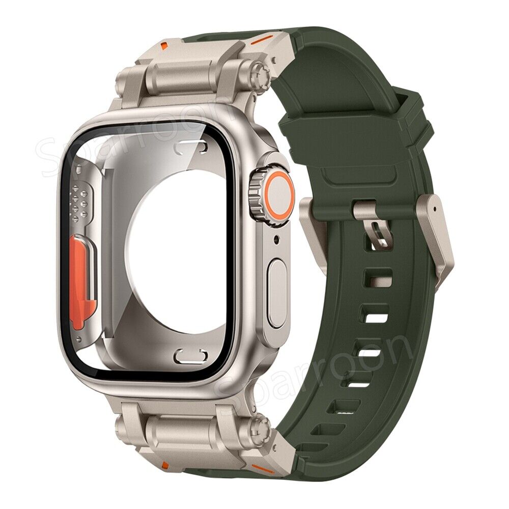 Tactical Fluoro Rubber Band and Metal Case for Smartwatch
