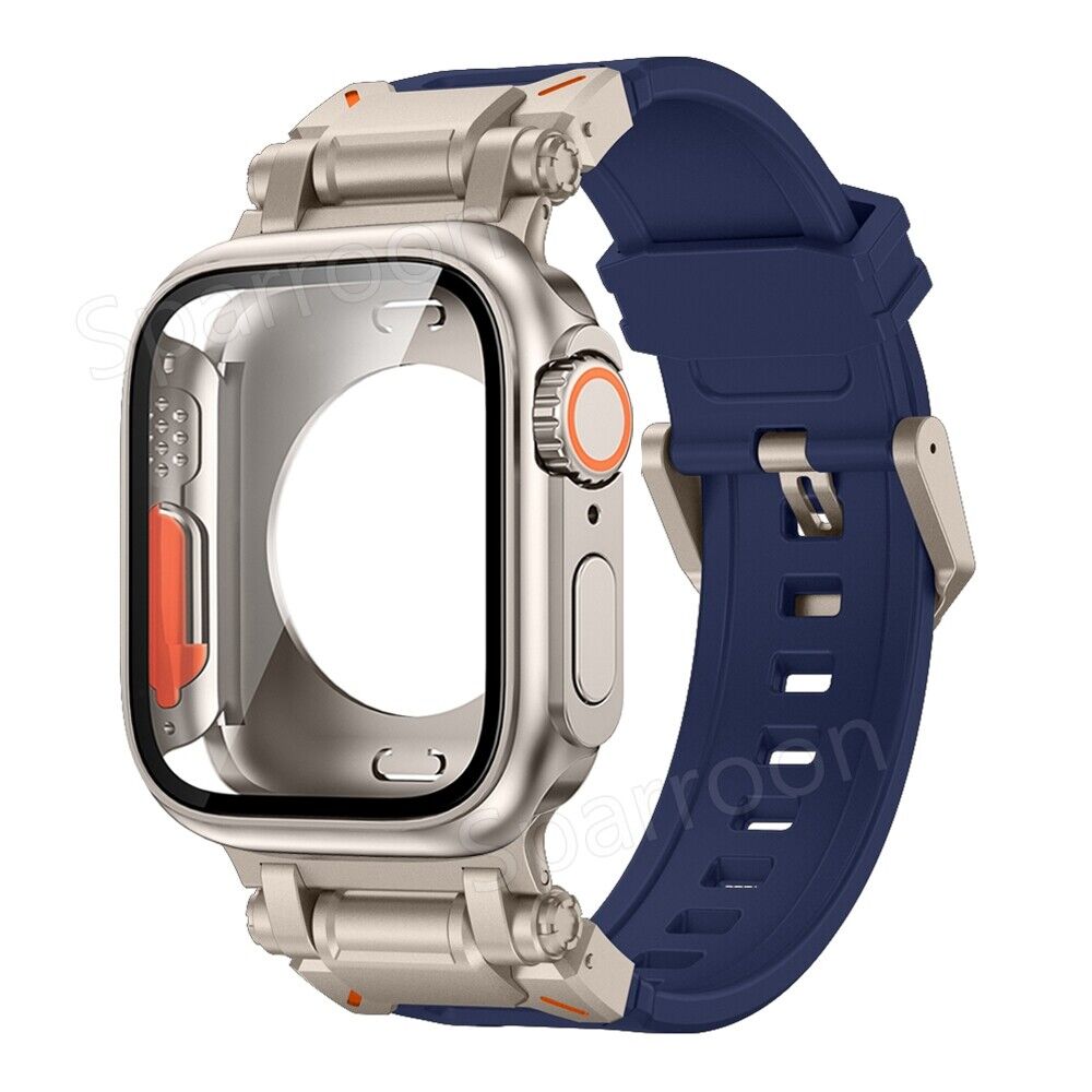 Tactical Fluoro Rubber Band and Metal Case for Smartwatch