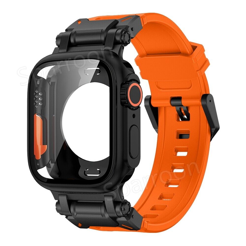 Tactical Fluoro Rubber Band and Metal Case for Smartwatch