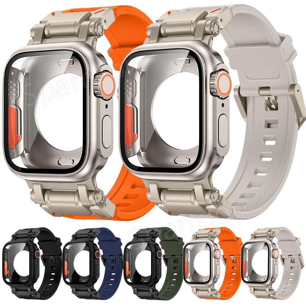 Tactical Fluoro Rubber Band and Metal Case for Smartwatch