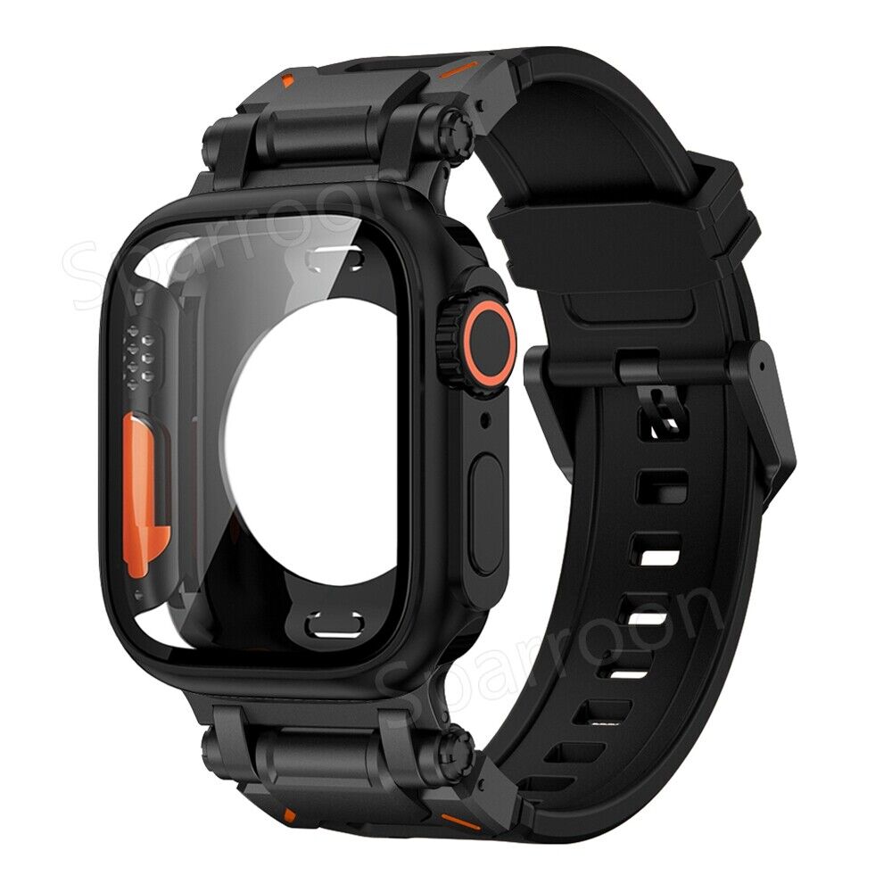 Tactical Fluoro Rubber Band and Metal Case for Smartwatch