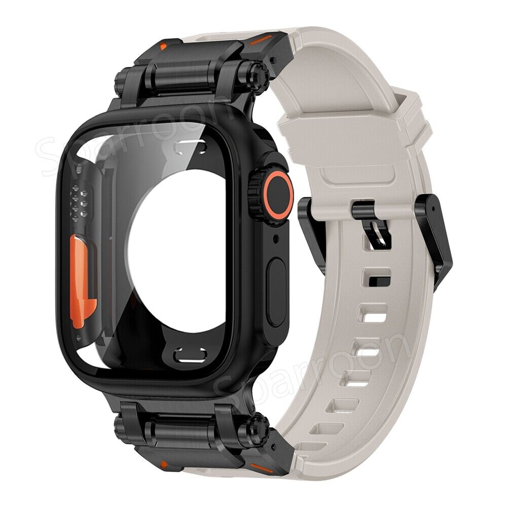 Tactical Fluoro Rubber Band and Metal Case for Smartwatch