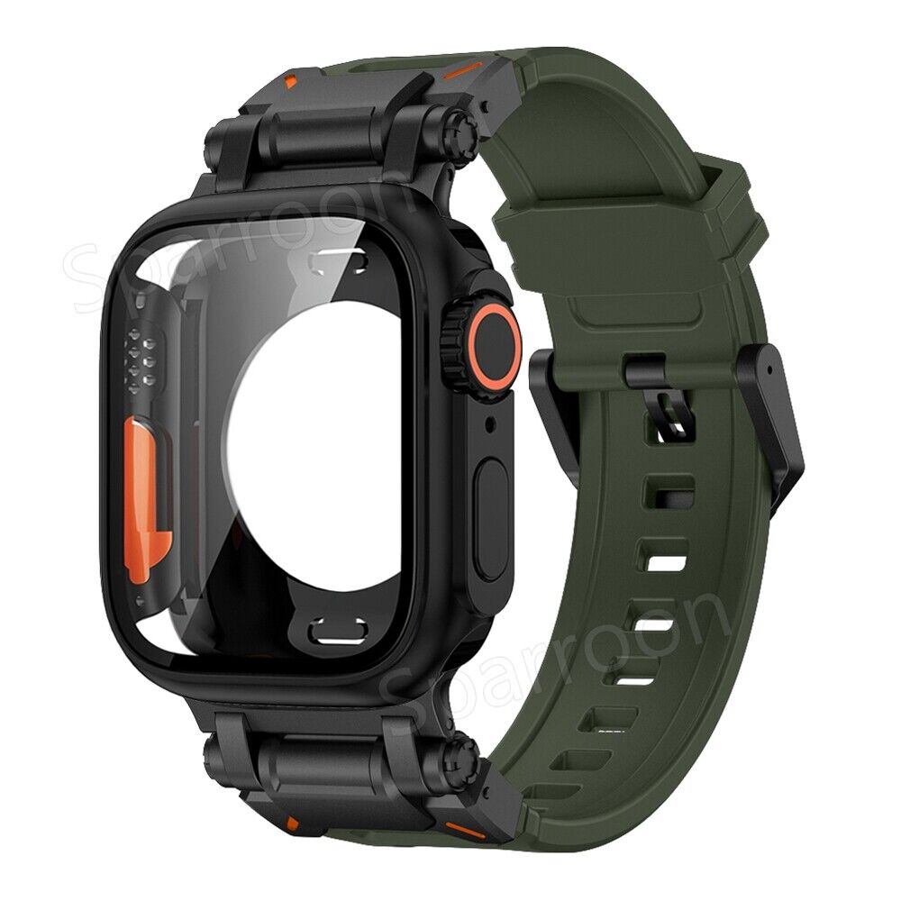 Tactical Fluoro Rubber Band and Metal Case for Smartwatch