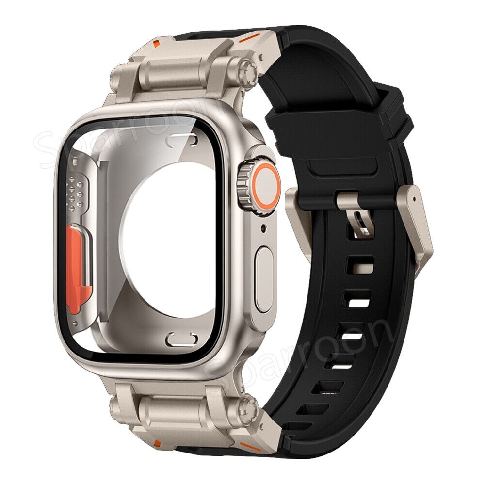 Tactical Fluoro Rubber Band and Metal Case for Smartwatch
