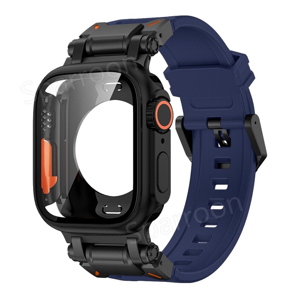 Tactical Fluoro Rubber Band and Metal Case for Smartwatch
